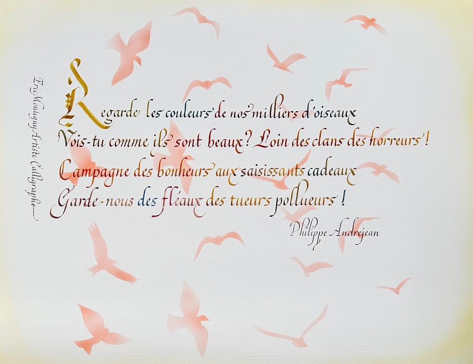 Texte de Philippe Andréjean et Calligraphie Eric Montigny Calligraphe