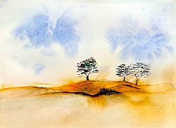 Aquarelle prête à recevoir une pensée calligraphiée